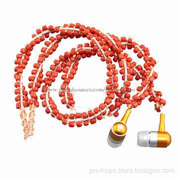3.5mm wired necklace beads earphones